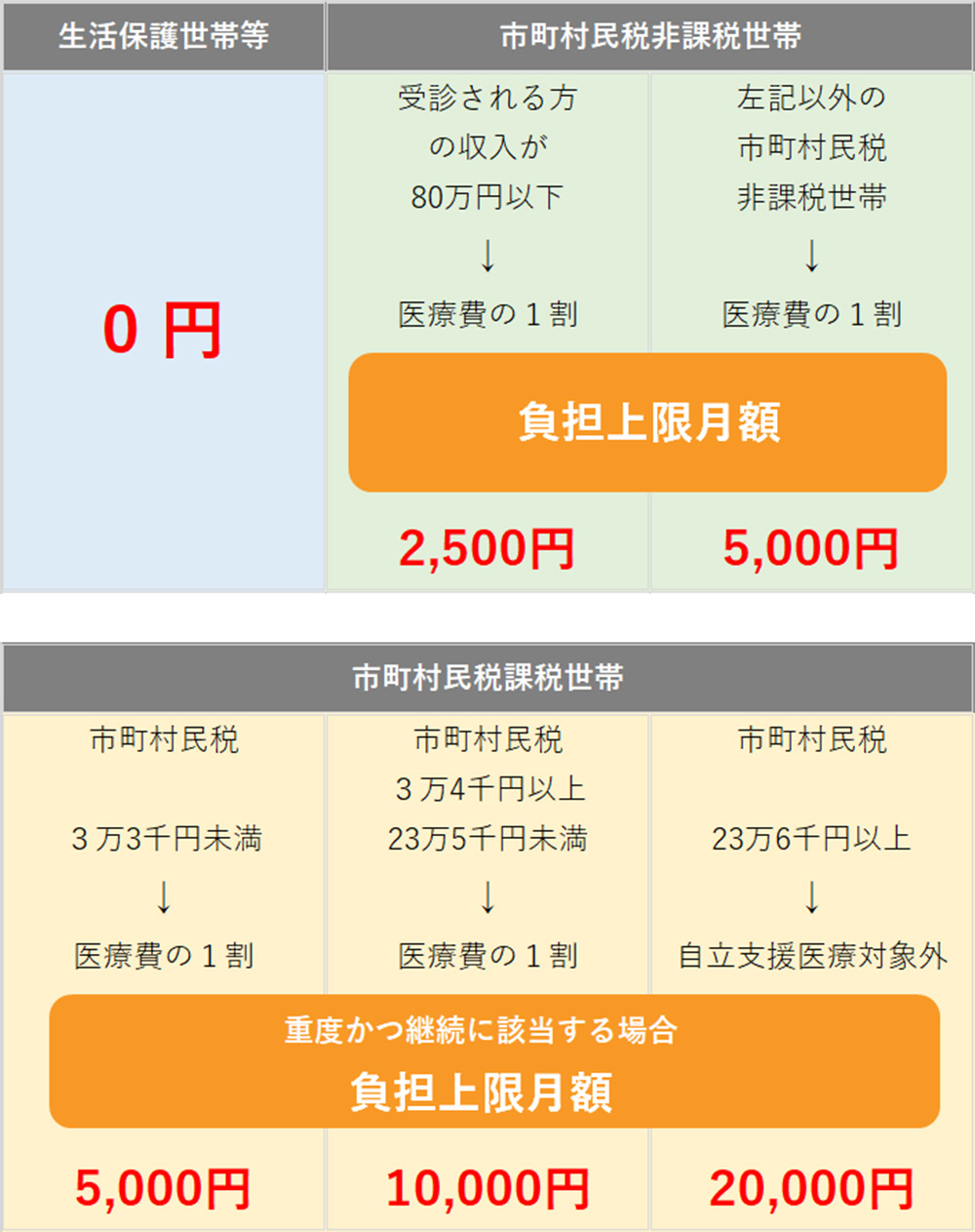 自立支援医療が適用された場合の負担金